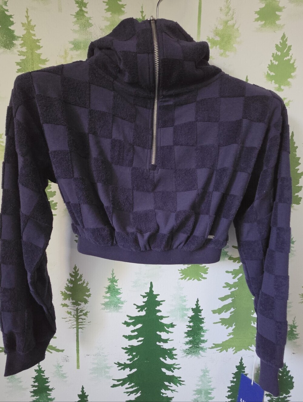 Juniors' Limited Too towel terry half zip cropped sweatshirt.